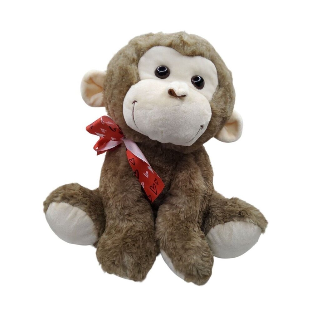 vintage collectible 15in plush jungle monkey with heart decorated bow great gift